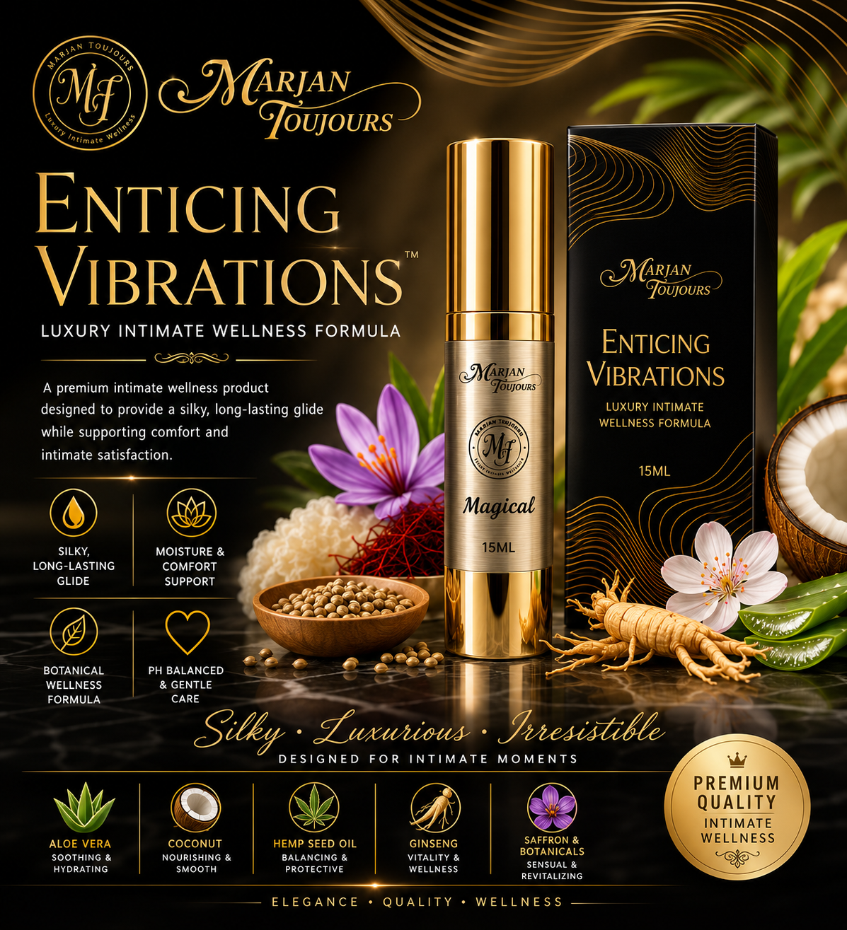 Lubricant for Sexual Wellness | Herbal | Chemical Free | Marjan Toujours | 15ml | 25 - Image 2